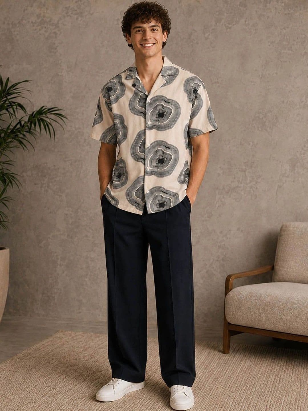 The Roadster Lifestyle Co. Men Boxy Fit Abstract Printed Cuban Collar Cotton Casual Shirt thumbnail 6