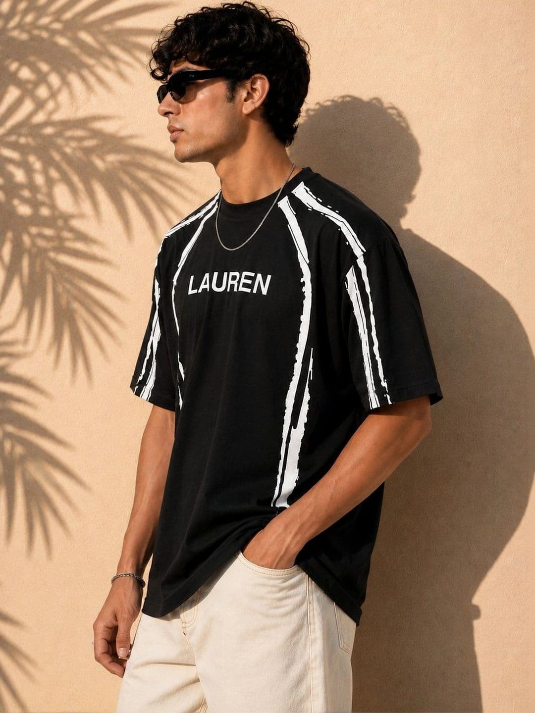 LAUREN ADAMS Men Oversized Typography Cotton T-shirt thumbnail 3