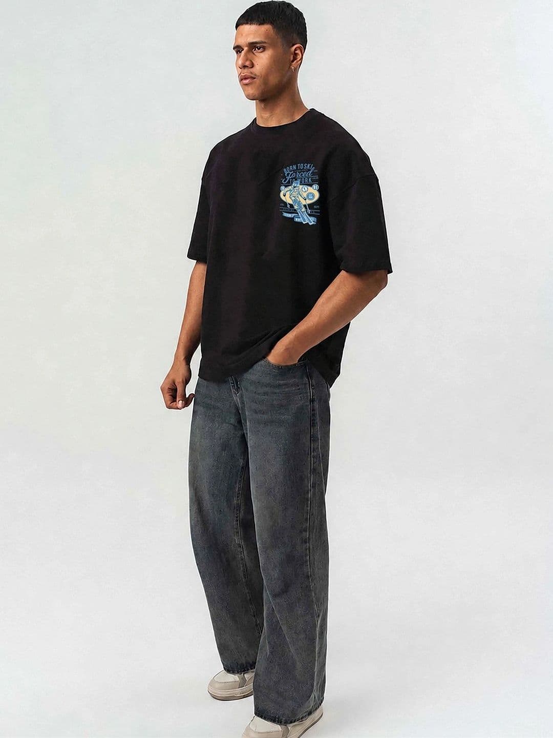 Mast & Harbour Men Printed Drop-Shoulder Sleeves T-shirt thumbnail 3