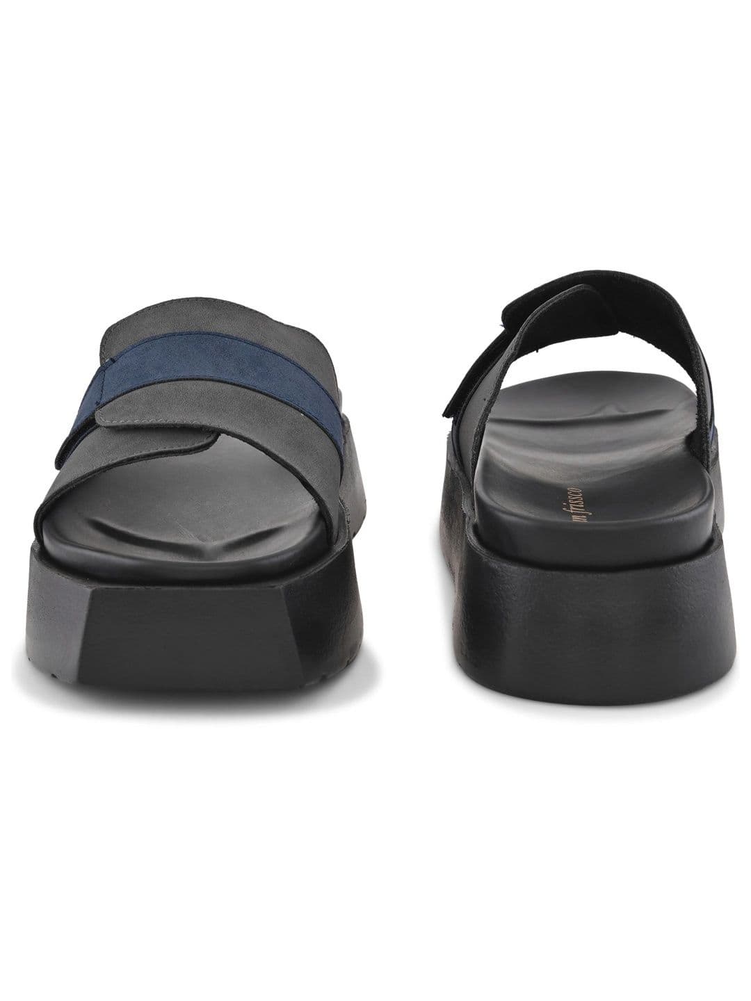 San Frissco Men Grey Suede Wide Strap Sandals with Cushioned Footbed & Chunky Sole thumbnail 6