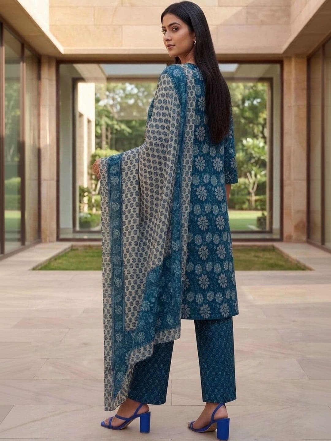 Moda Rapido Women Floral Printed Regular Kurta with Palazzos & With Dupatta thumbnail 2