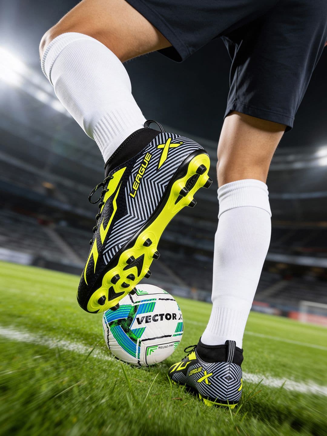 VECTOR X League Synthetic Leather Upper TPU Sole Soccer Studs with Ankle Football Shoes - view 1