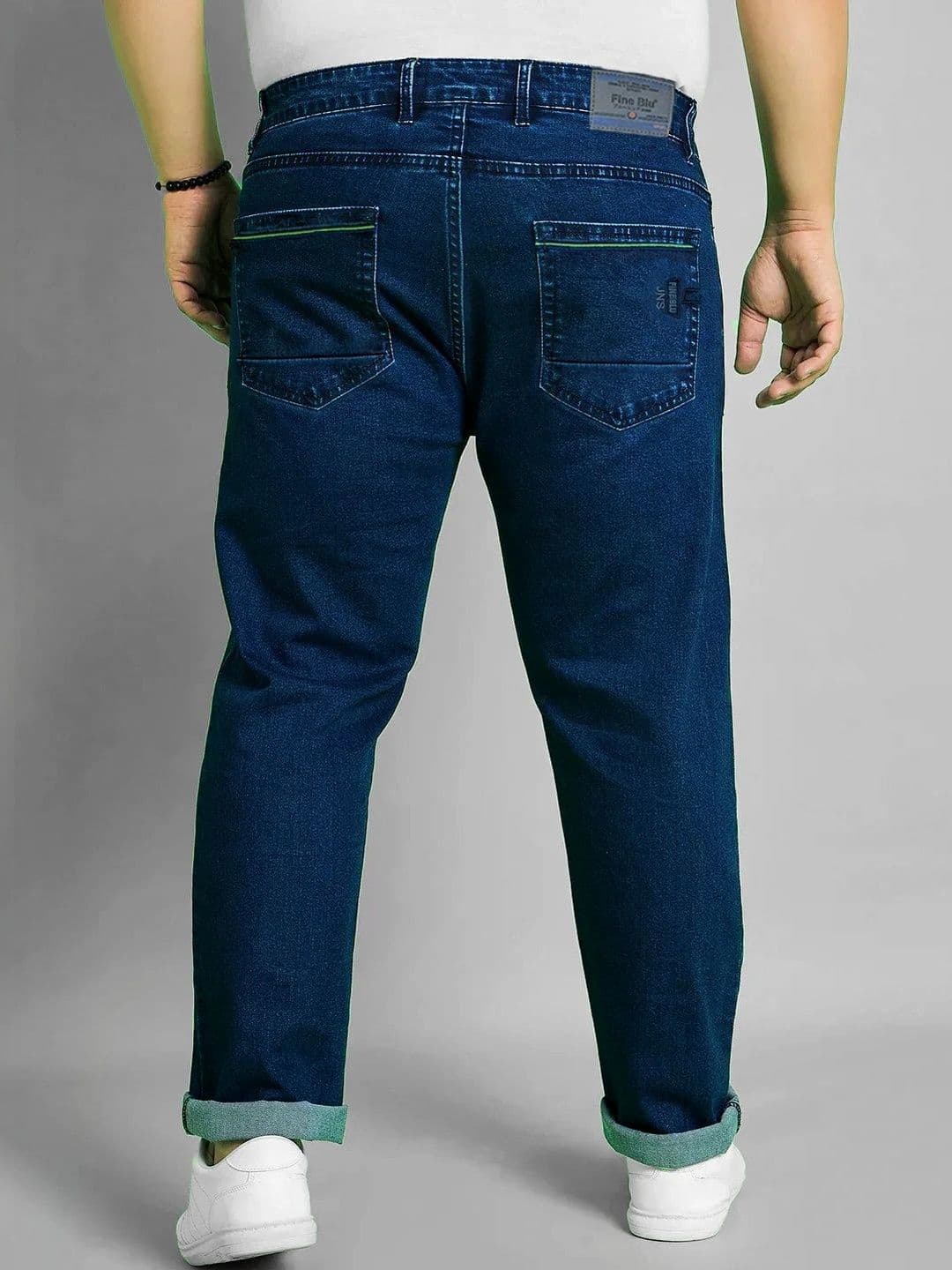 fineblu Men Regular Fit Mid-Rise Light Fade Stretchable Jeans thumbnail 5