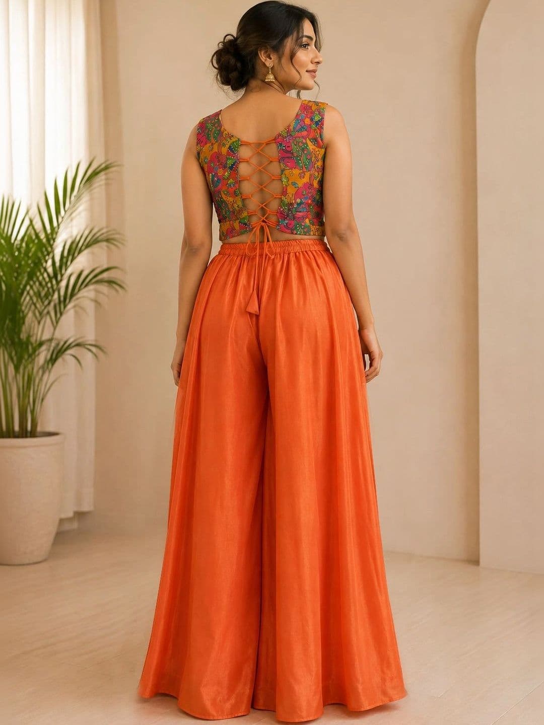 Sashay Boutique Womens Art Silk Floral Printed Kurta with Sharara & Dupatta Set thumbnail 2
