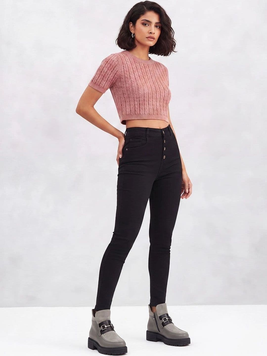 Mast & Harbour Women Skinny Fit High-Rise Heavy Fade Stretchable Jeans thumbnail 2