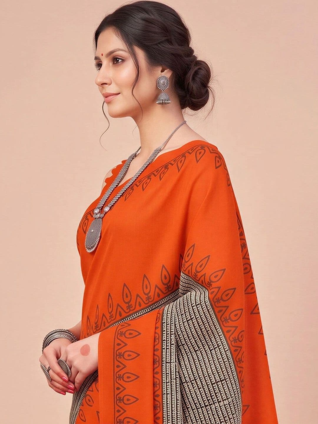 Anouk Ethnic Motifs Silk Blend Designer Bhagalpuri Saree thumbnail 6