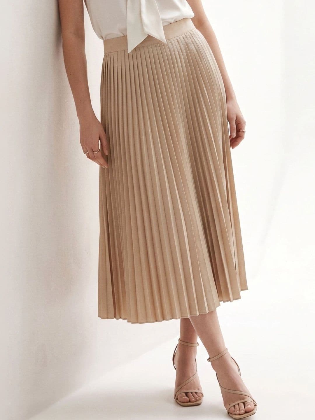 Outzidr Women Accordion Pleated Midi A-Line Skirt - view 1