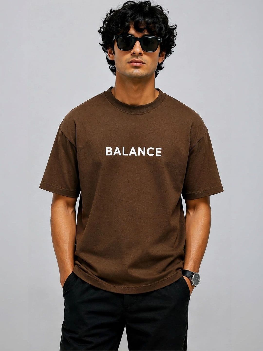 Angel Bella Men Typography Printed Drop-Shoulder Sleeves T-shirt - view 1
