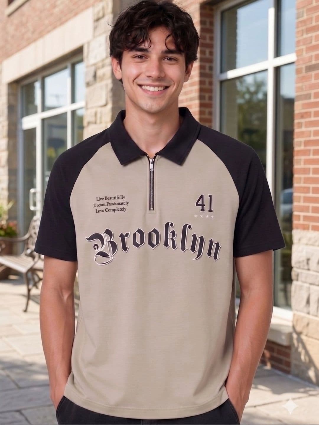 Kook N Keech Men Typography Colourblocked Polo Collar T-shirt - view 1