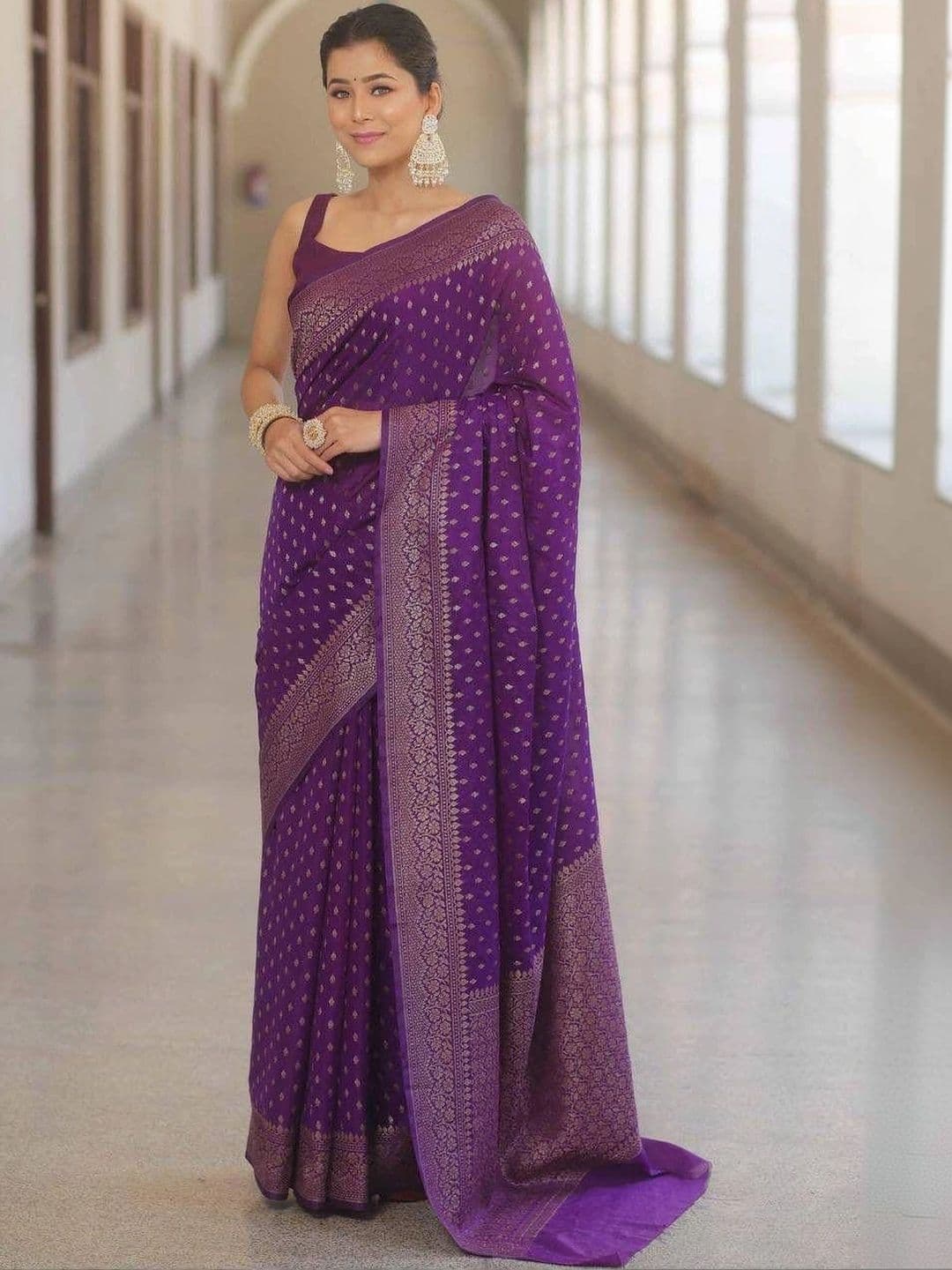 MARUTI VASTRAM Woven Design Zari Art Silk Banarasi Saree - view 1