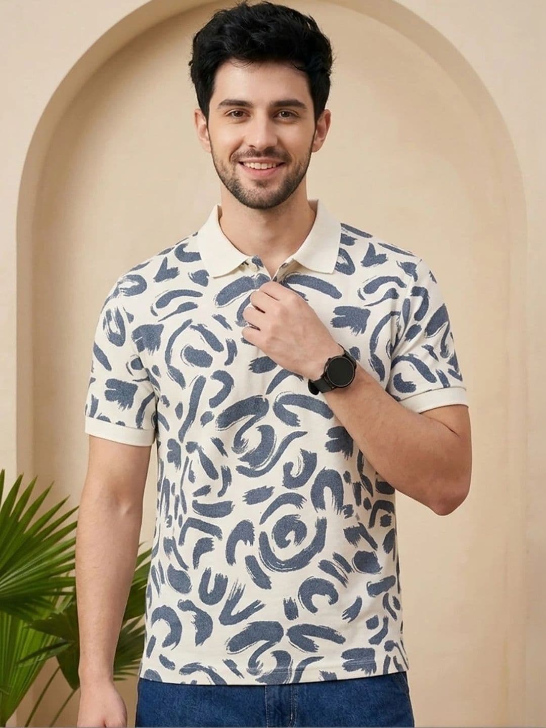 Kook N Keech Men Printed Polo Collar T-shirt - view 1