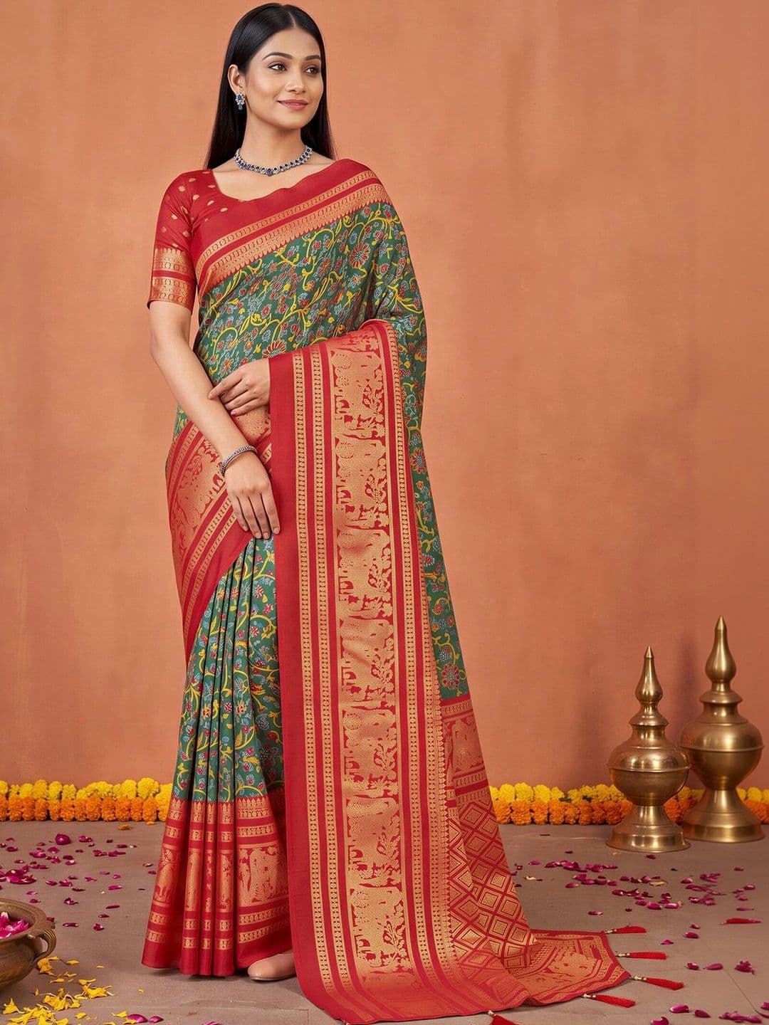 Anouk Floral Zari Designer Saree - view 1