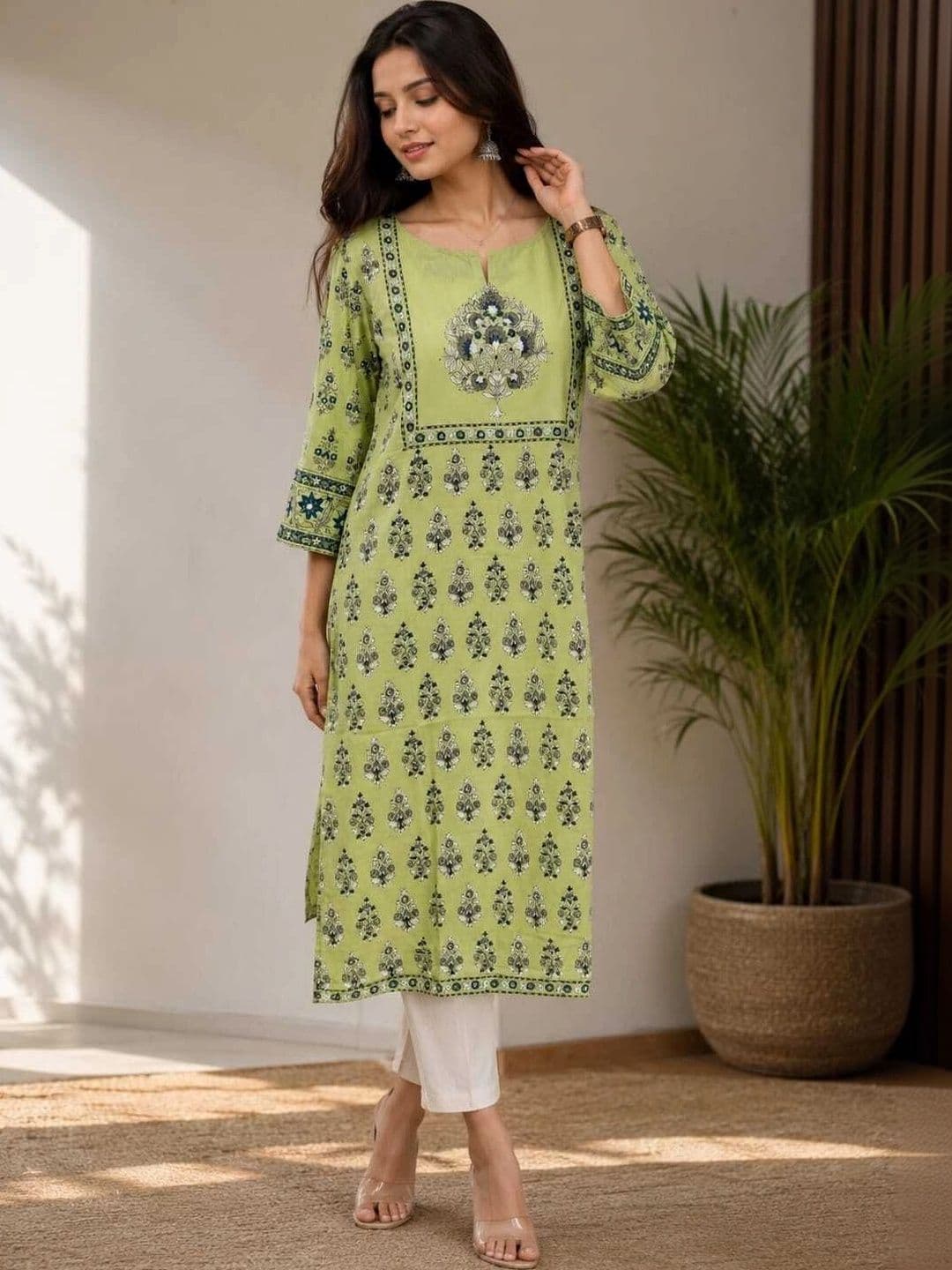 FASHION INK Women Ethnic Motifs Printed Thread Work Indie Prints Kurta thumbnail 3