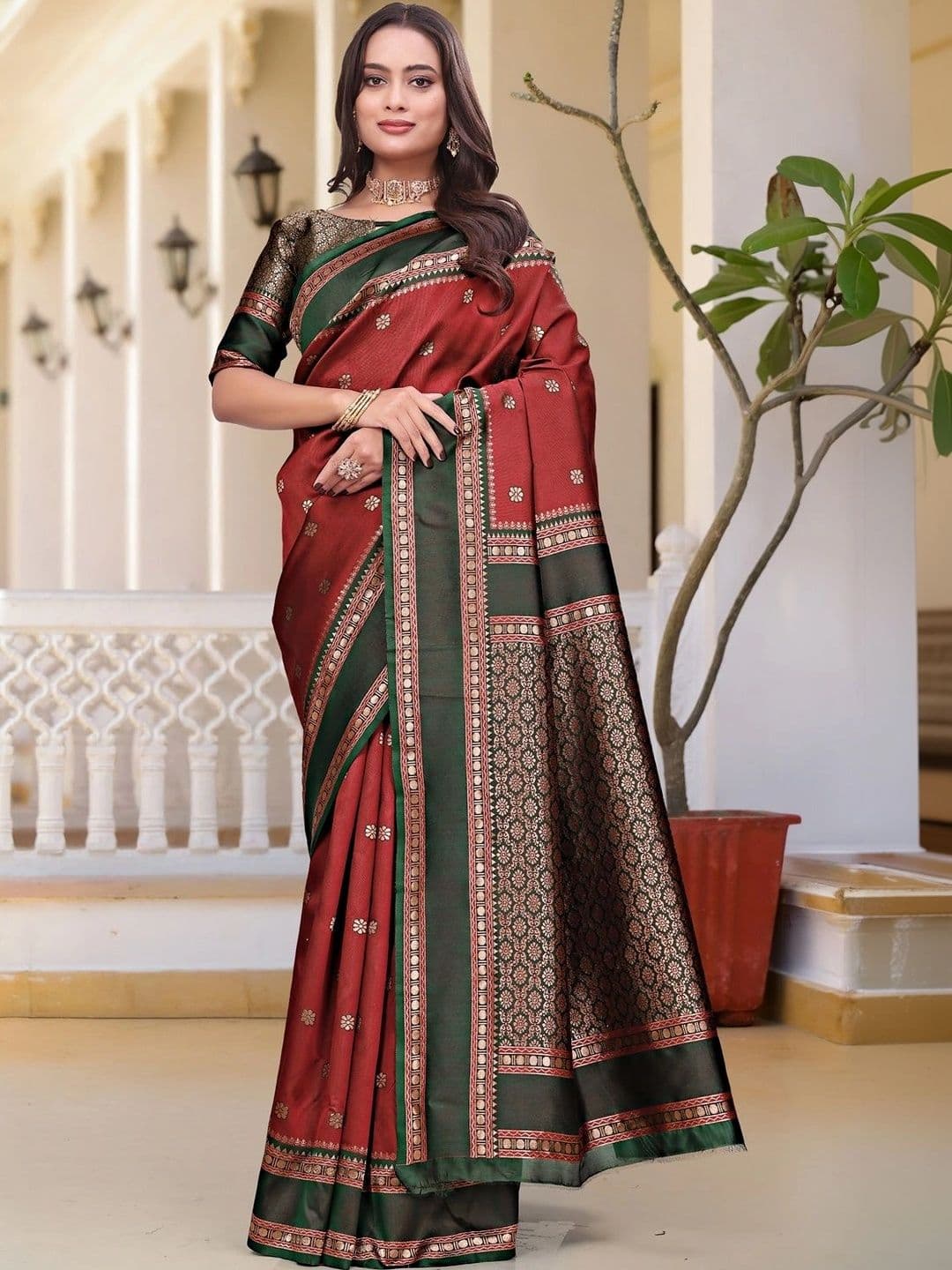 KALINI Woven Design Zari Silk Blend Saree - view 1