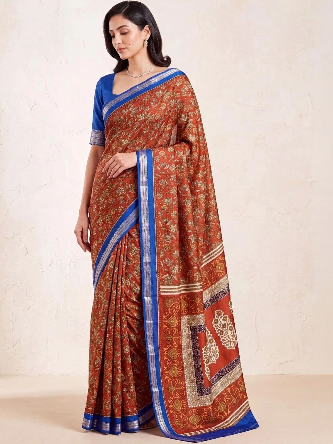 KRISHREE Embellished Zari Silk Cotton Saree thumbnail 3