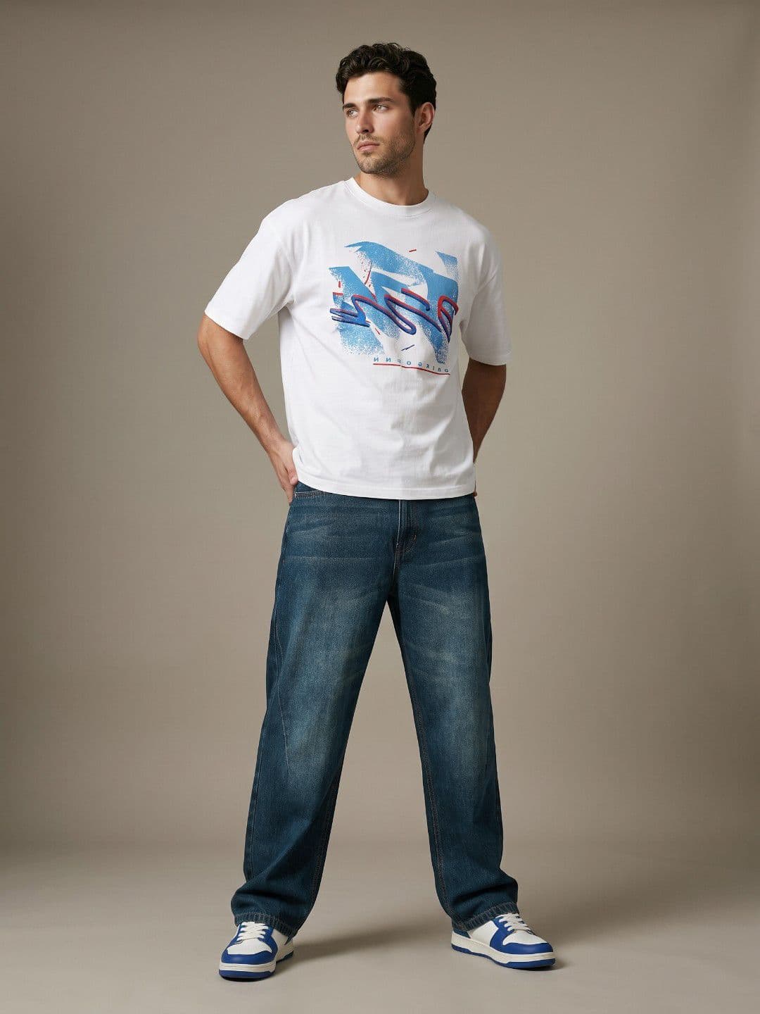 glitchez Men Baggy Fit Pure Cotton Heavy Fade Jeans thumbnail 5