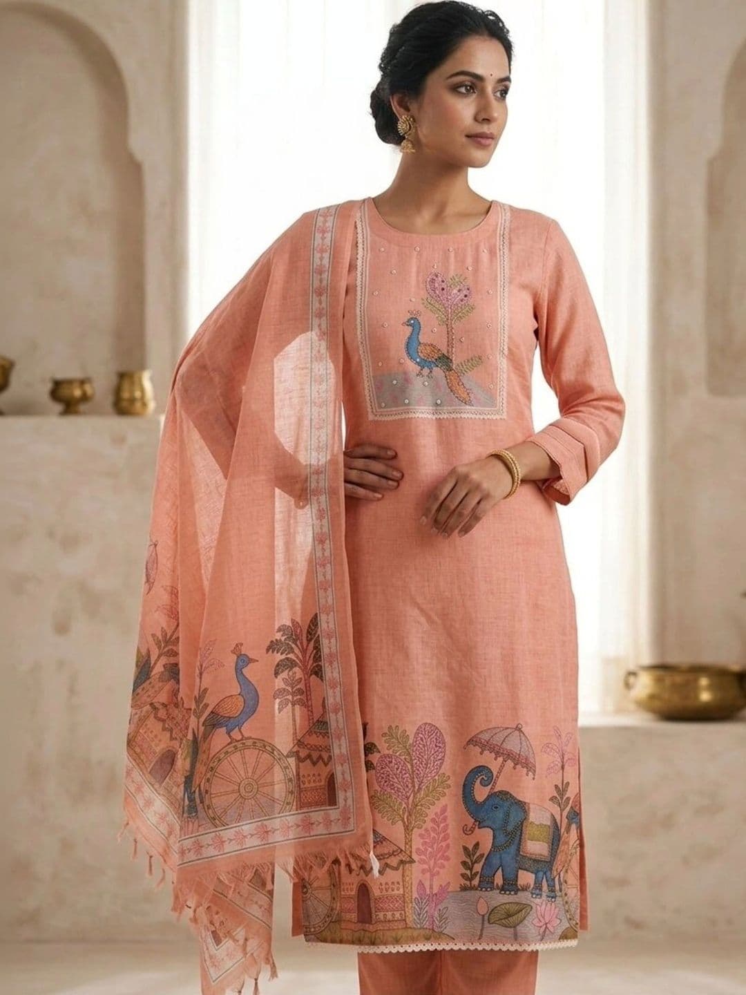 Haranozy Printed Pure Cotton Semi-Stitched Dress Material - view 1