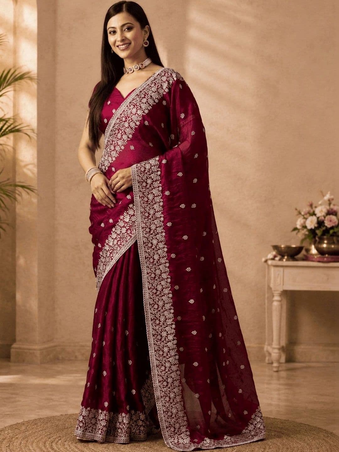 kasee Embellished Embroidered Silk Blend Heavy Work Saree - view 1