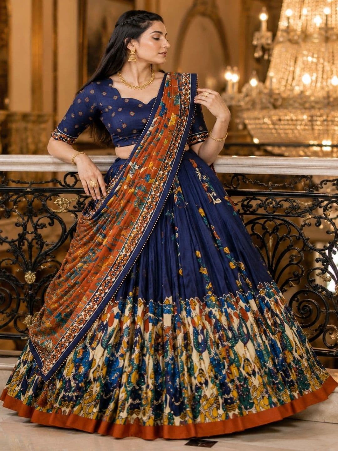 House of Pataudi Embroidered Semi-Stitched Lehenga & Unstitched Blouse With Dupatta - view 1
