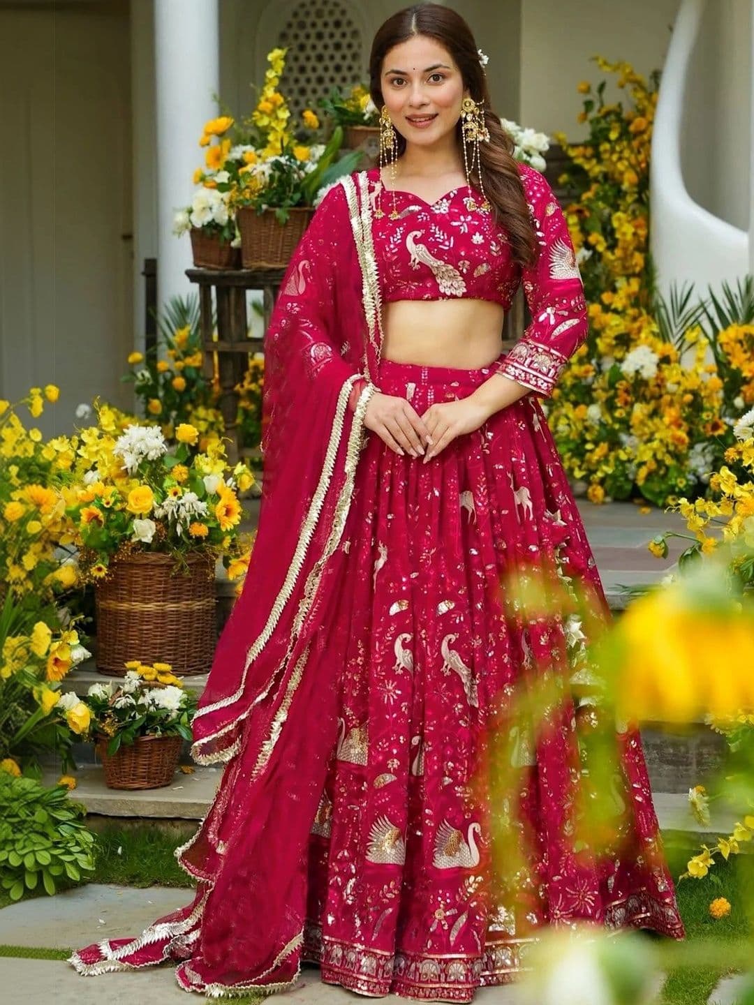 Moda Rapido Printed Foil Print Semi-Stitched Lehenga & Unstitched Blouse With Dupatta - view 1