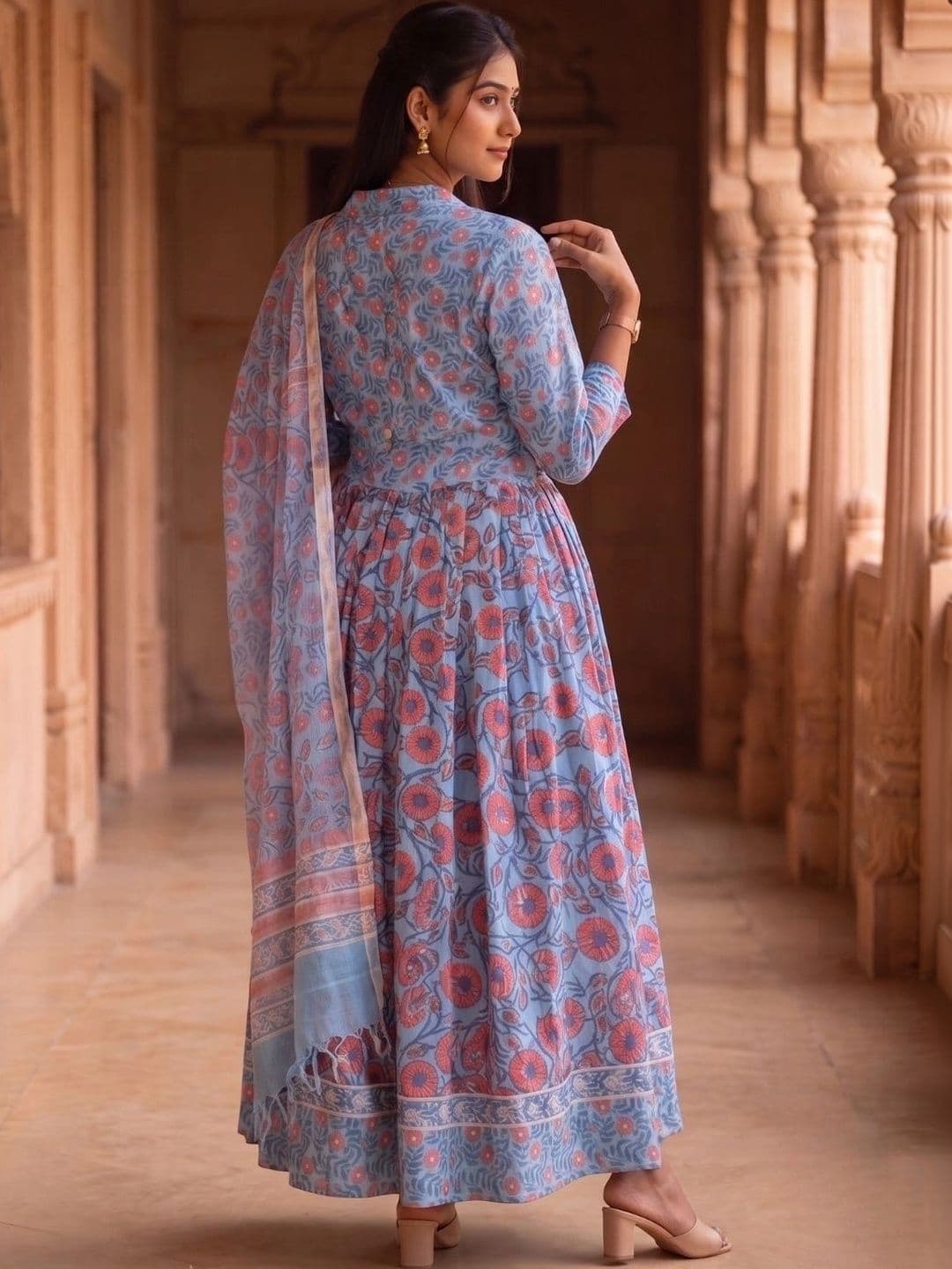 Avishya Printed Block Print Ready to Wear Lehenga & Blouse With Dupatta thumbnail 7