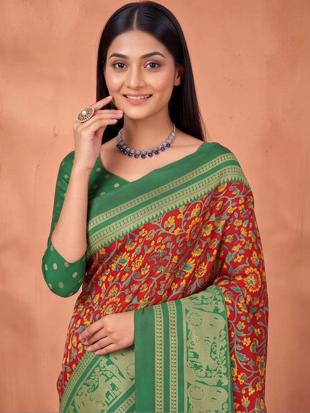 Anouk Ethnic Motifs Zari Designer Saree thumbnail 2