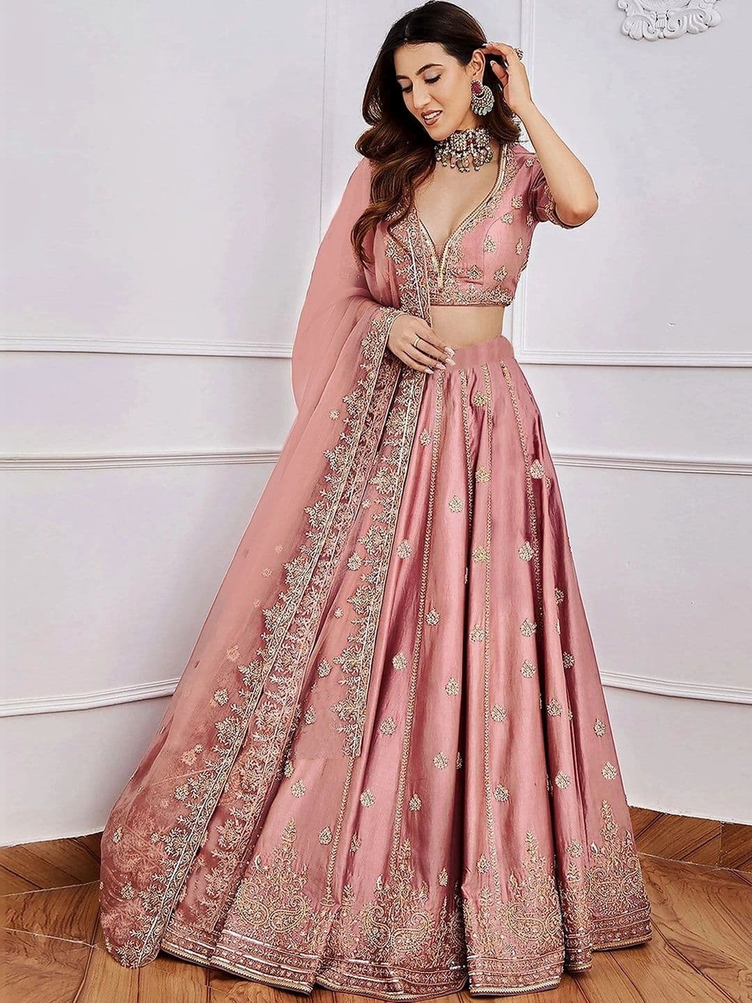 SIDDESHWARY FAB Embellished Semi-Stitched Lehenga & Unstitched Blouse With Dupatta thumbnail 3