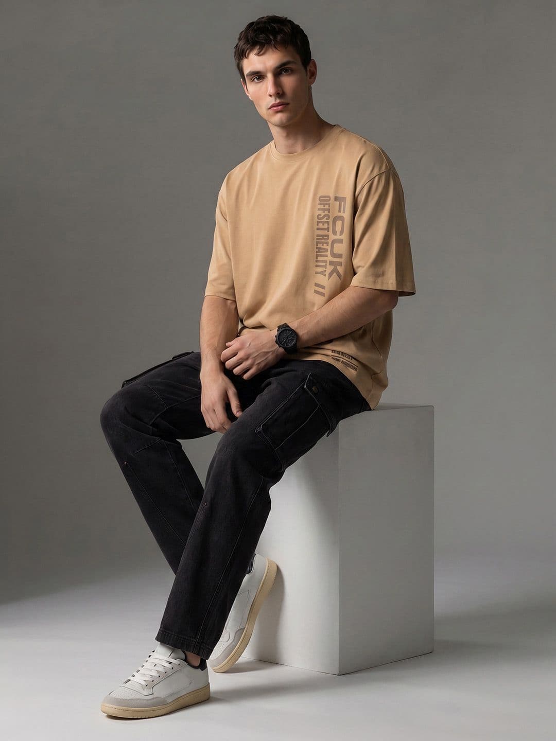 FCUK Oversized Typography Applique Pure Cotton T-Shirt thumbnail 6