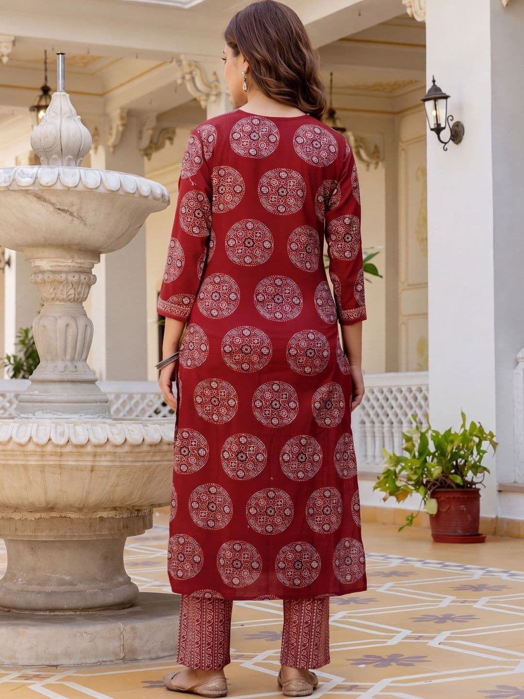 Shree Ramkrishna Fab Women Ethnic Motifs Printed Regular Pure Cotton Kurta with Trousers & With Dupatta thumbnail 2