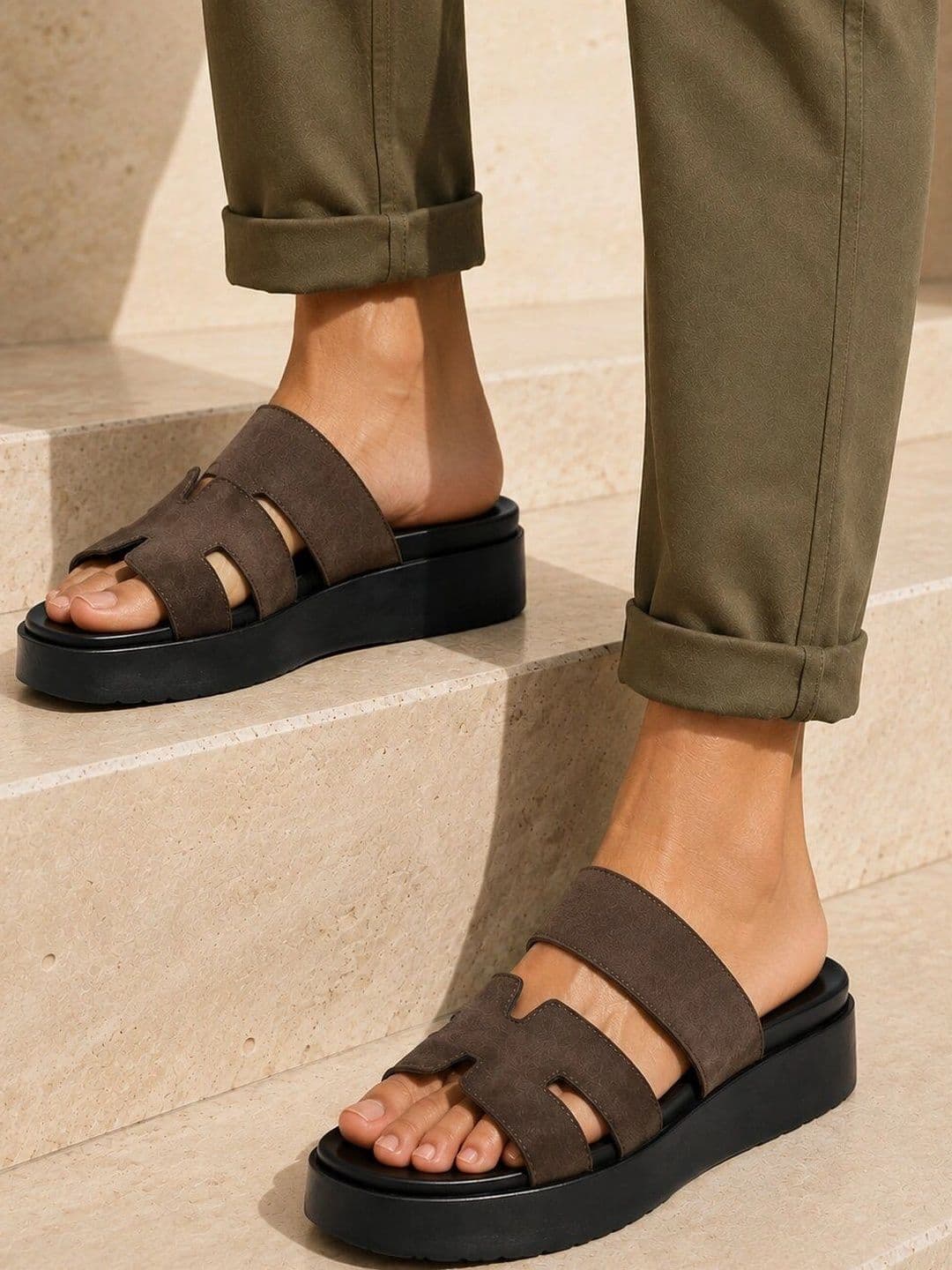 San Frissco Men Brown Casual Wide Strap Sandals with Cushioned Footbed and Chunky Sole - view 1