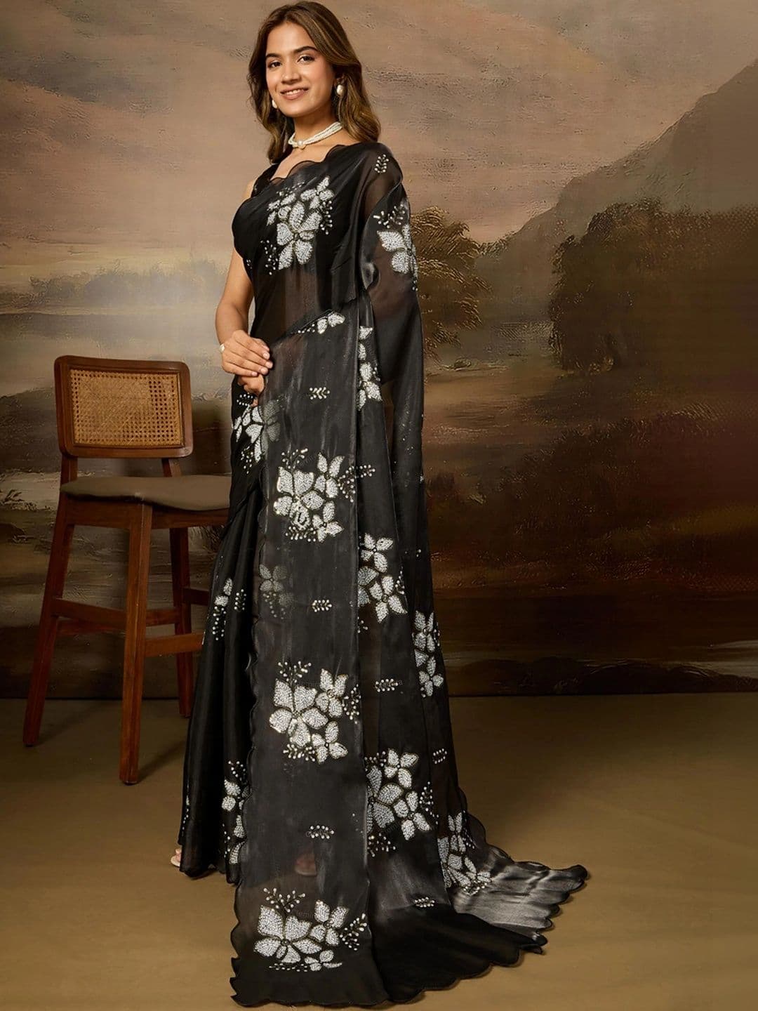 SZN Embellished Sequinned Art Silk Designer Saree thumbnail 6
