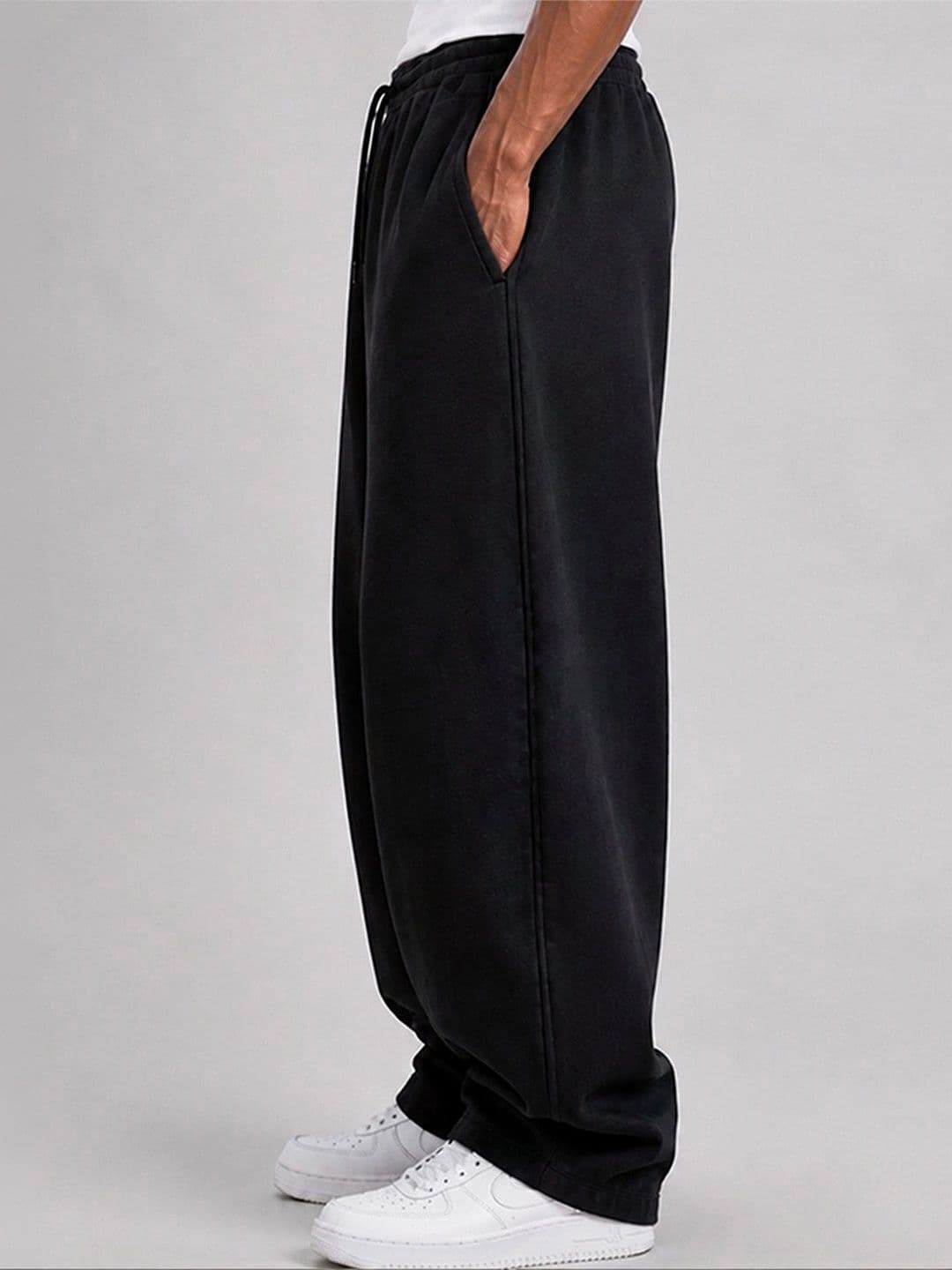 Powerlook Men Black Baggy Cotton Track Pants thumbnail 3
