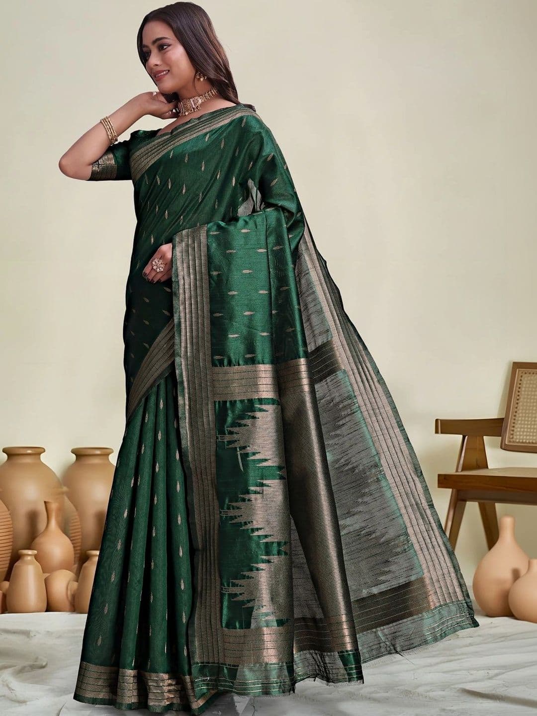 KALINI Woven Design Zari Silk Blend Saree thumbnail 3