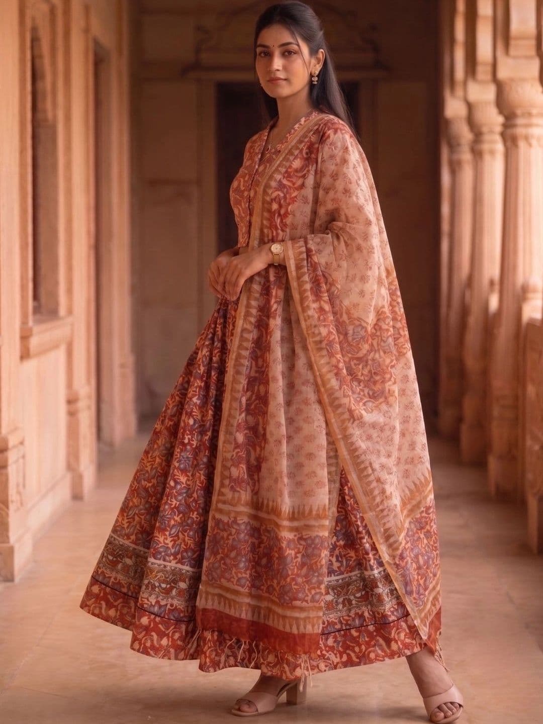 Avishya Printed Block Print Ready to Wear Lehenga & Blouse With Dupatta thumbnail 5
