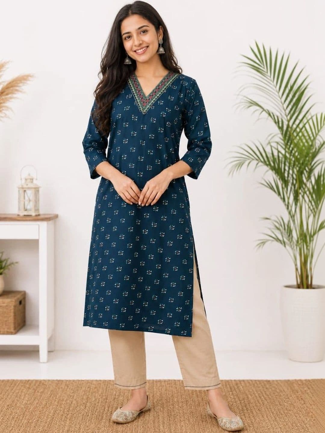 SHIFZ Women Ethnic Motifs Printed Thread Work Kurta - view 1