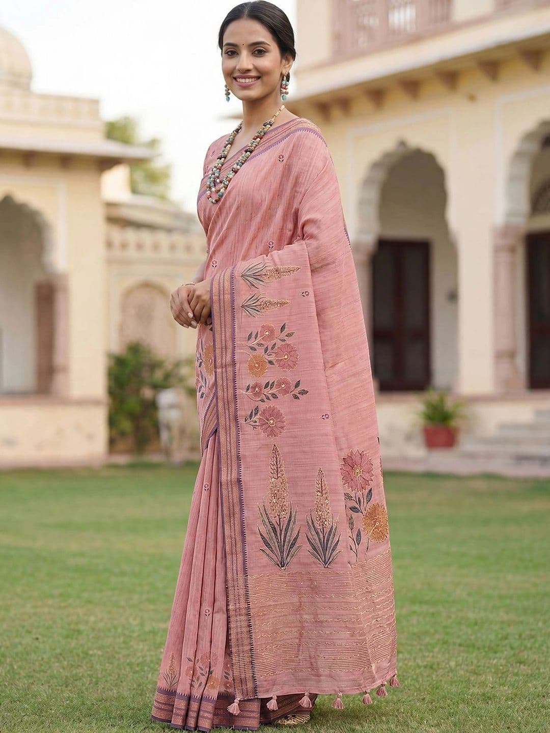 Mitera Floral Embroidered Saree thumbnail 7