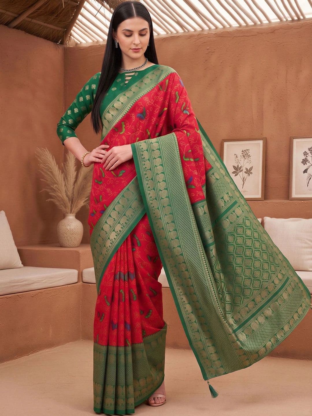 Anouk Embellished Zari Designer Banarasi Saree thumbnail 6