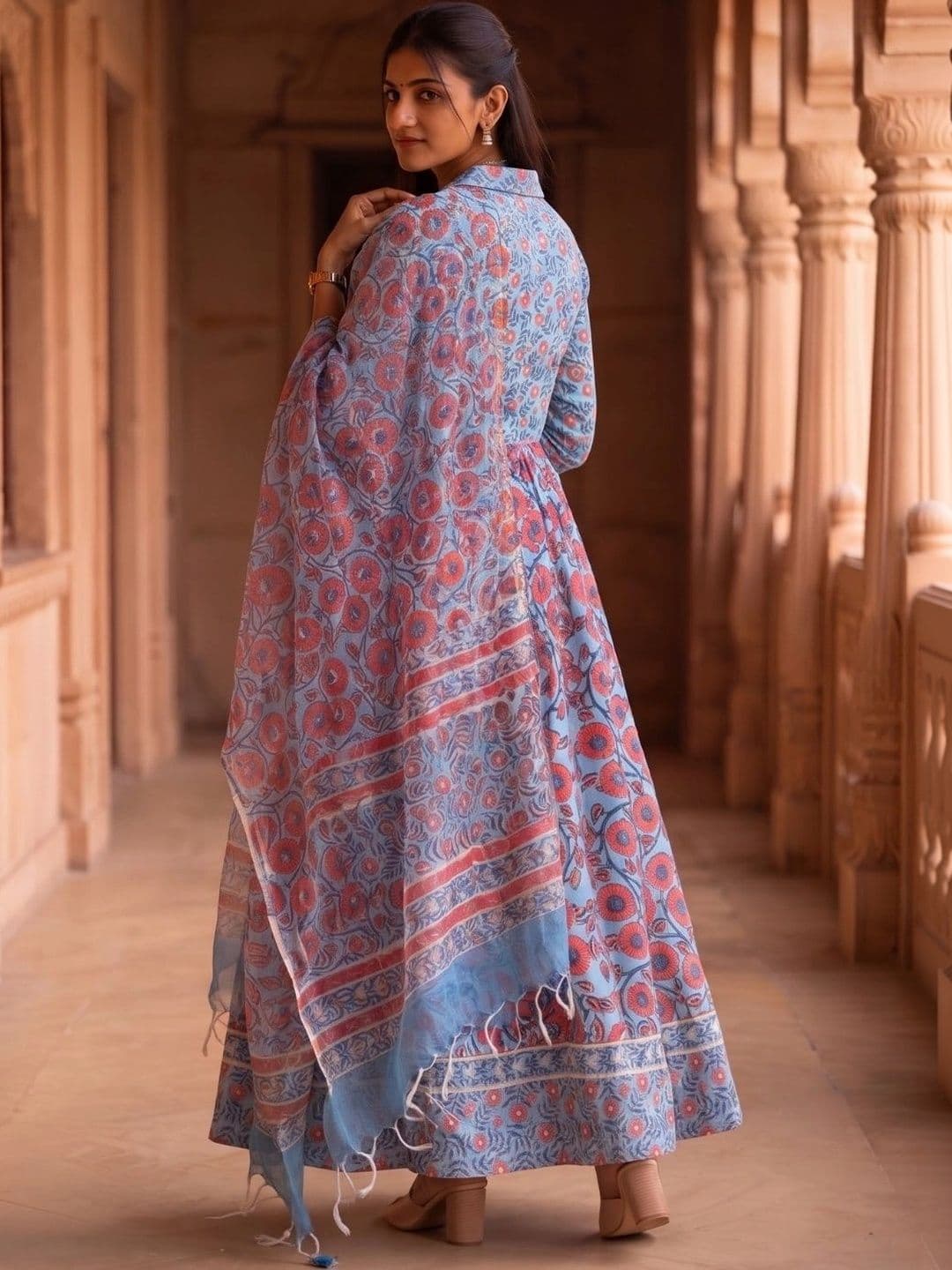 Avishya Printed Block Print Ready to Wear Lehenga & Blouse With Dupatta thumbnail 3