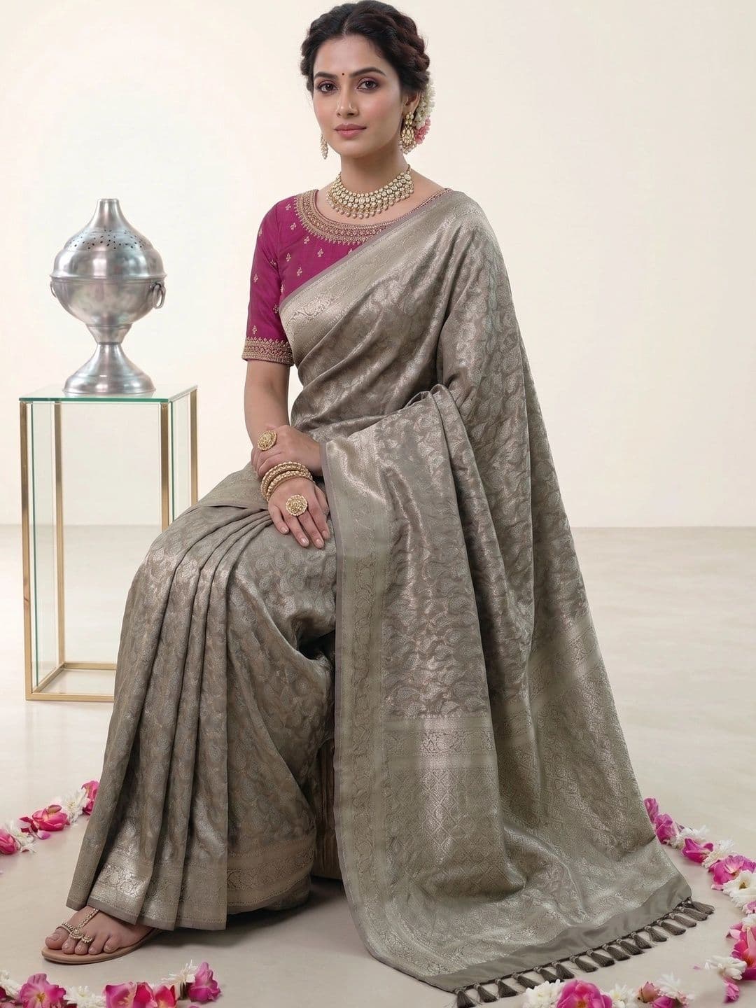 MITAL ENTERPRISE Woven Design Zari Art Silk Saree thumbnail 4
