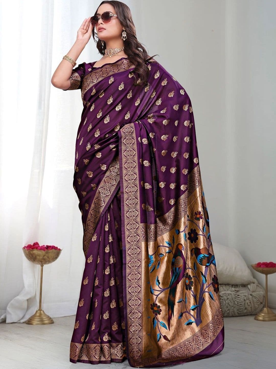 KALINI Woven Design Zari Silk Blend Saree thumbnail 2