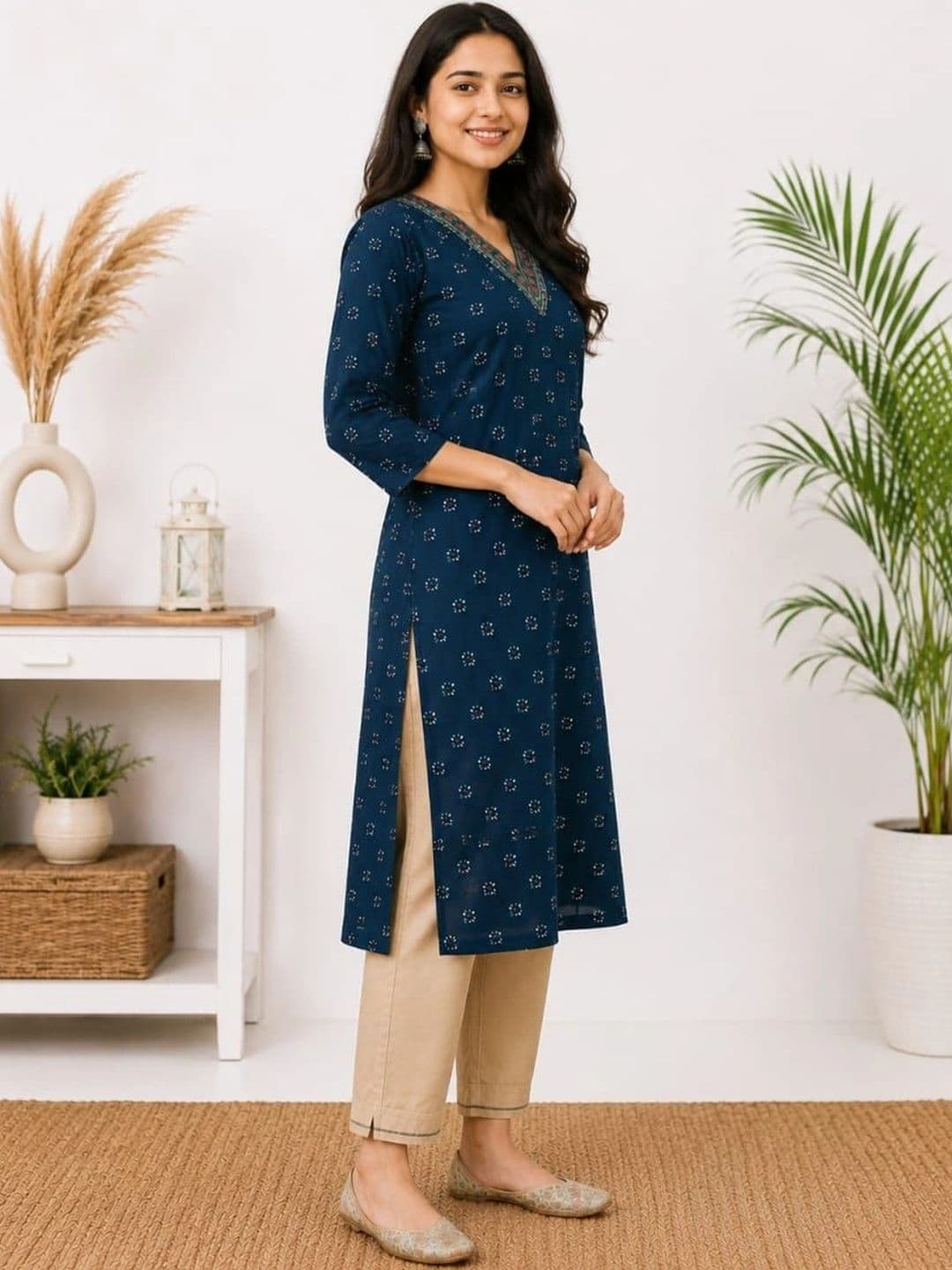 SHIFZ Women Ethnic Motifs Printed Thread Work Kurta thumbnail 5