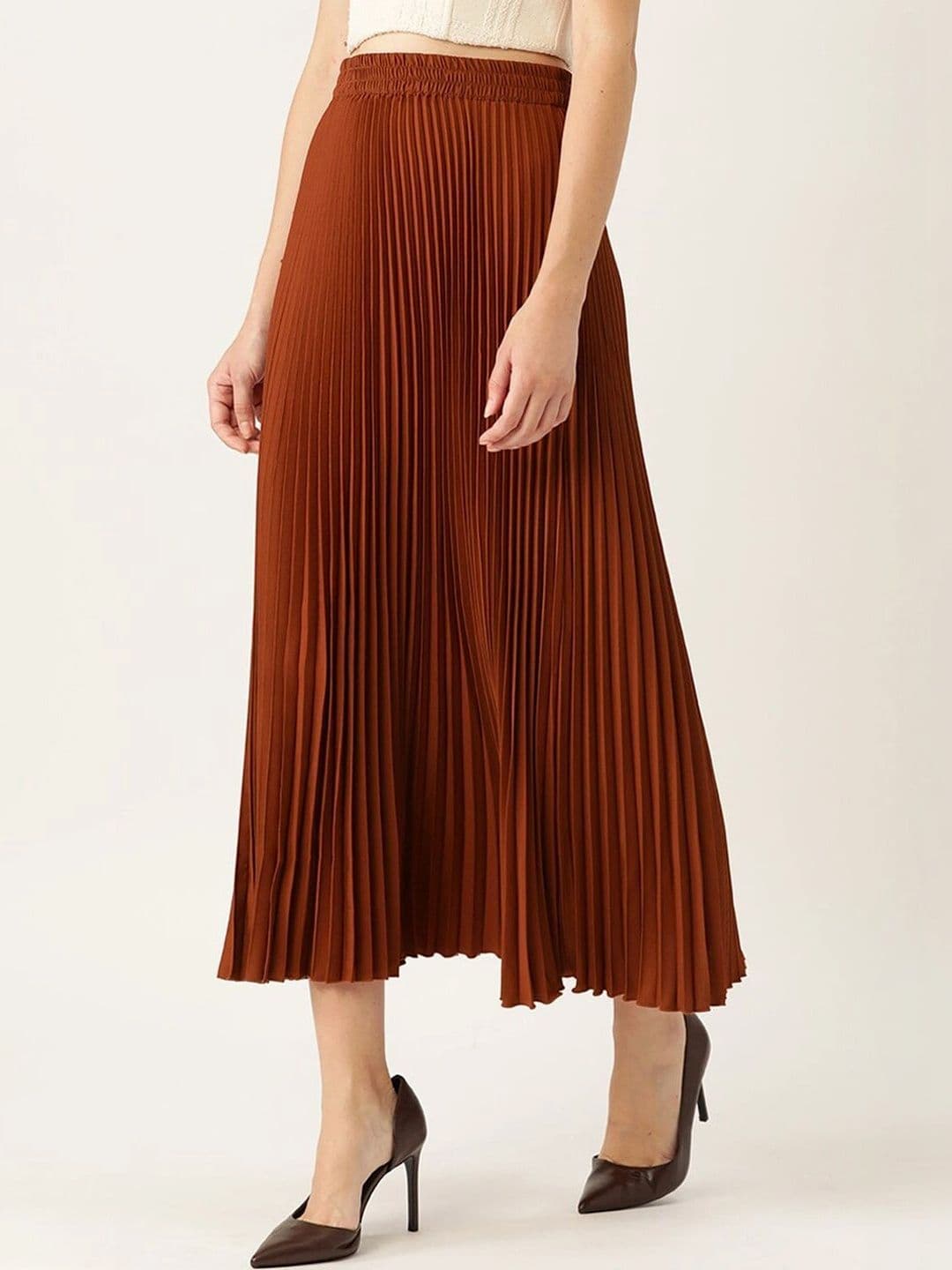 Chemistry Women Crepe Accordion Pleated Midi A-Line Skirt thumbnail 5