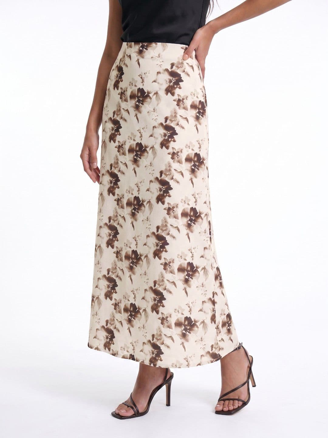 glitchez Women Floral Printed Midi A-Line Skirt - view 1