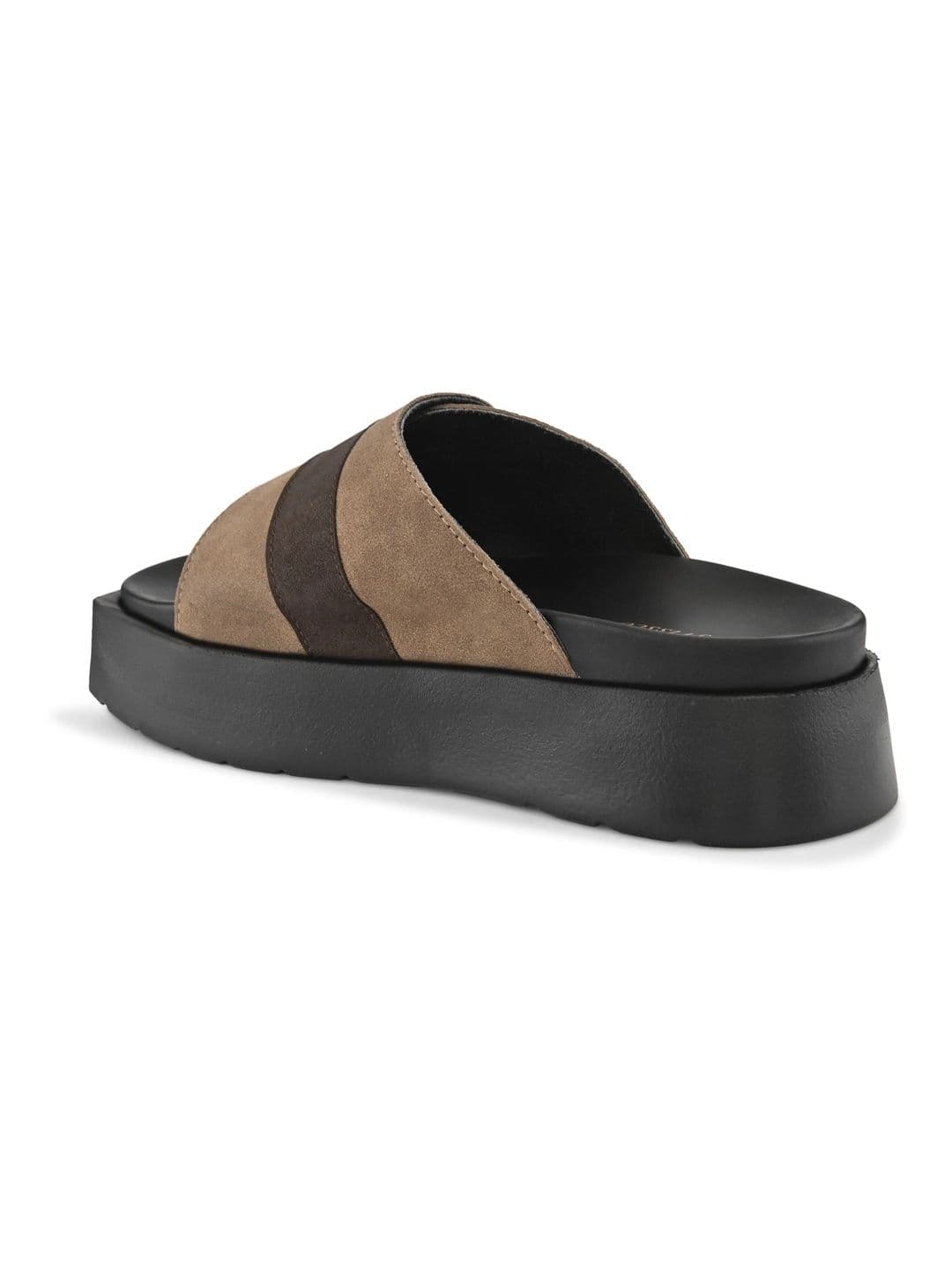 San Frissco Men Beige Suede Wide Strap Sandals with Cushioned Footbed & Chunky Sole thumbnail 3