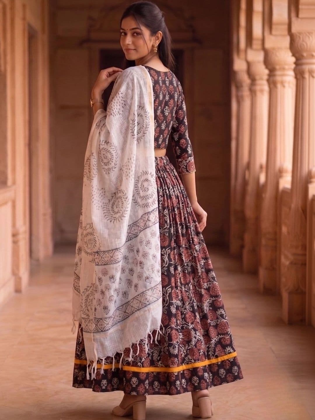 Avishya Printed Block Print Ready to Wear Lehenga & Blouse With Dupatta thumbnail 5