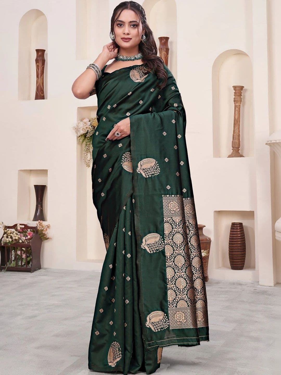 KALINI Woven Design Zari Silk Blend Saree - view 1