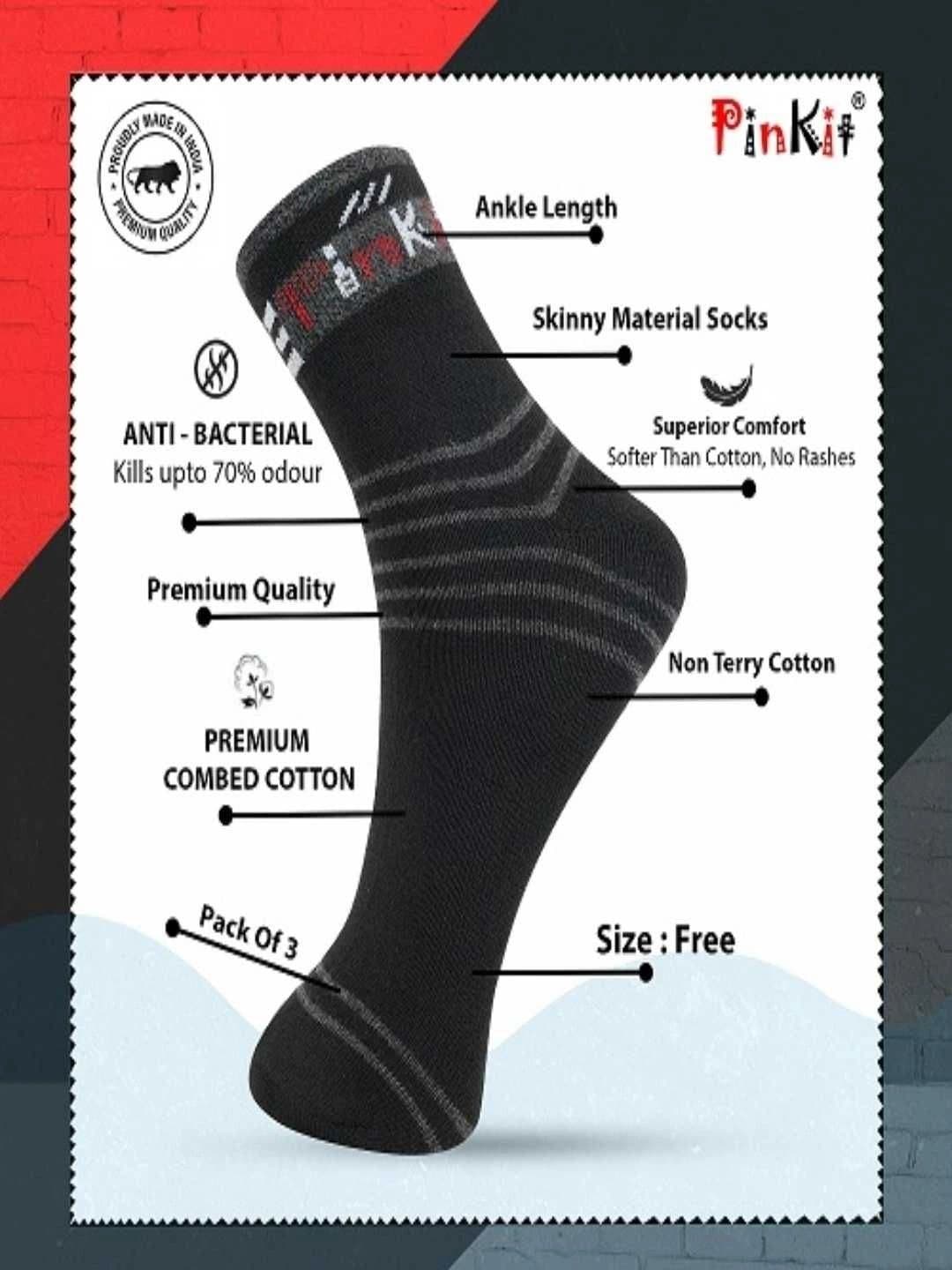 PinKit Men Pack of 3 Cotton Assorted Patterned Ankle Length Socks thumbnail 2