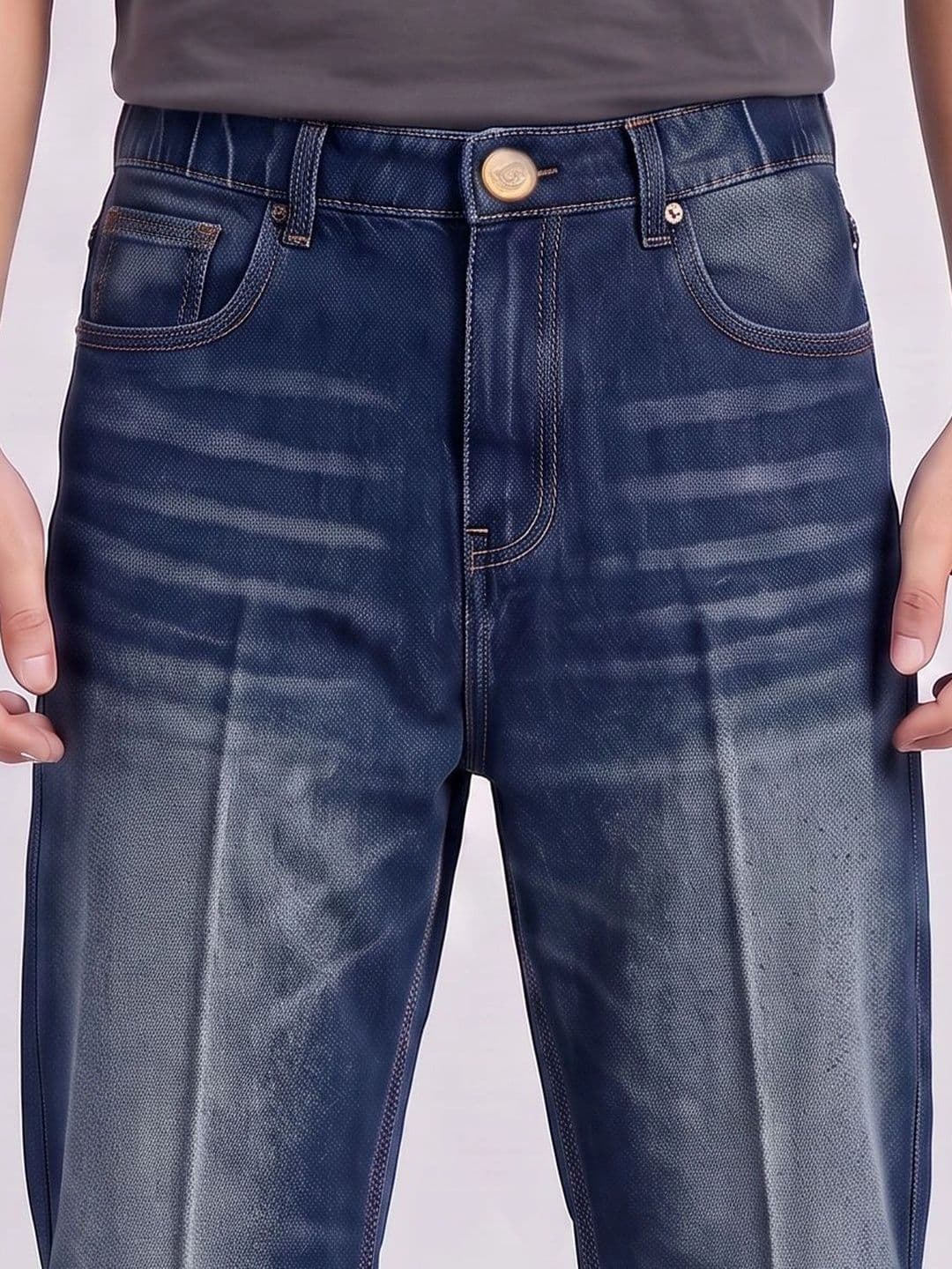 dolsia Men Straight Fit Mid-Rise Heavy Fade Stretchable Jeans thumbnail 3