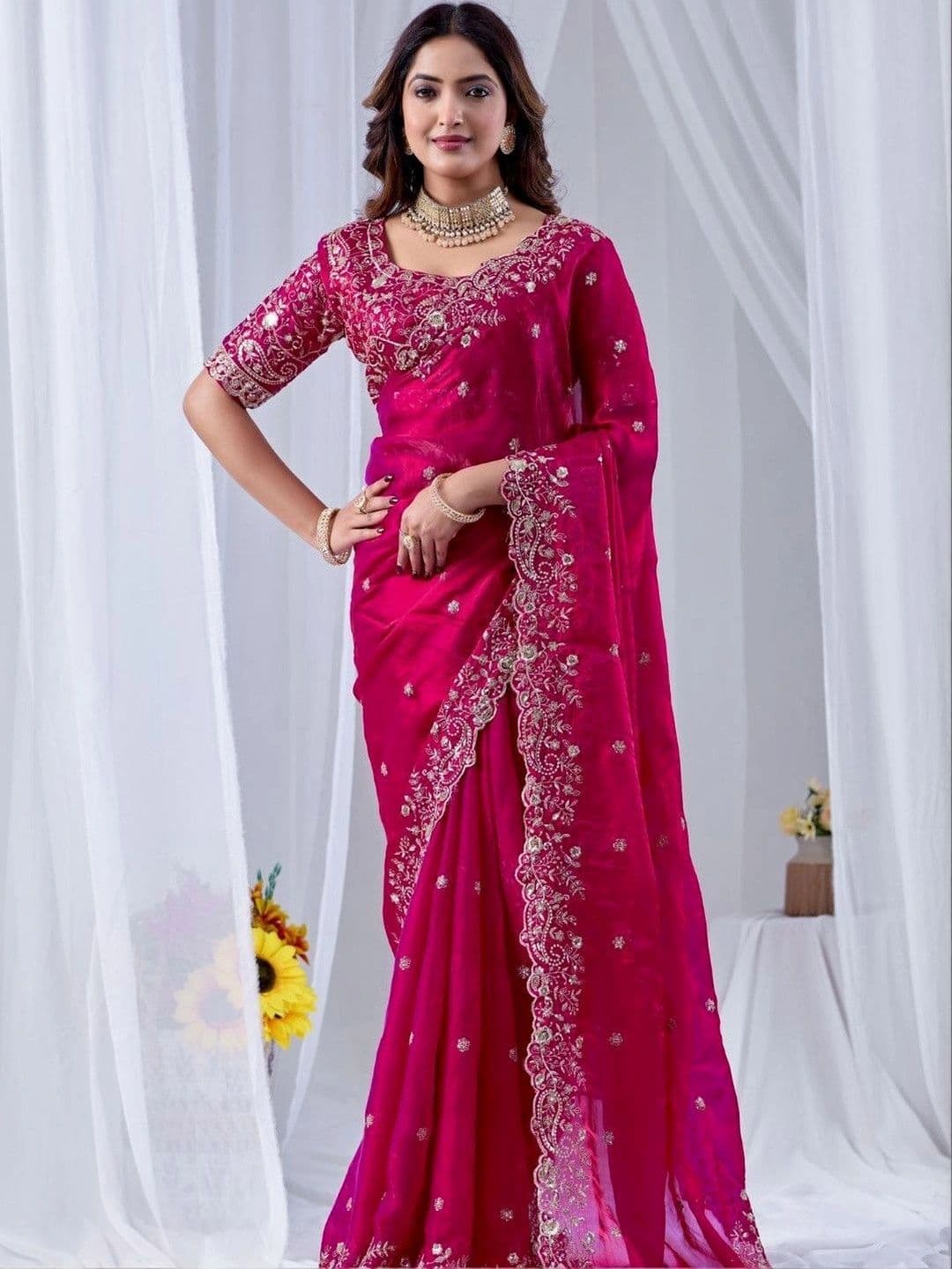 SZN Embellished Embroidered Art Silk Heavy Work Saree - view 1