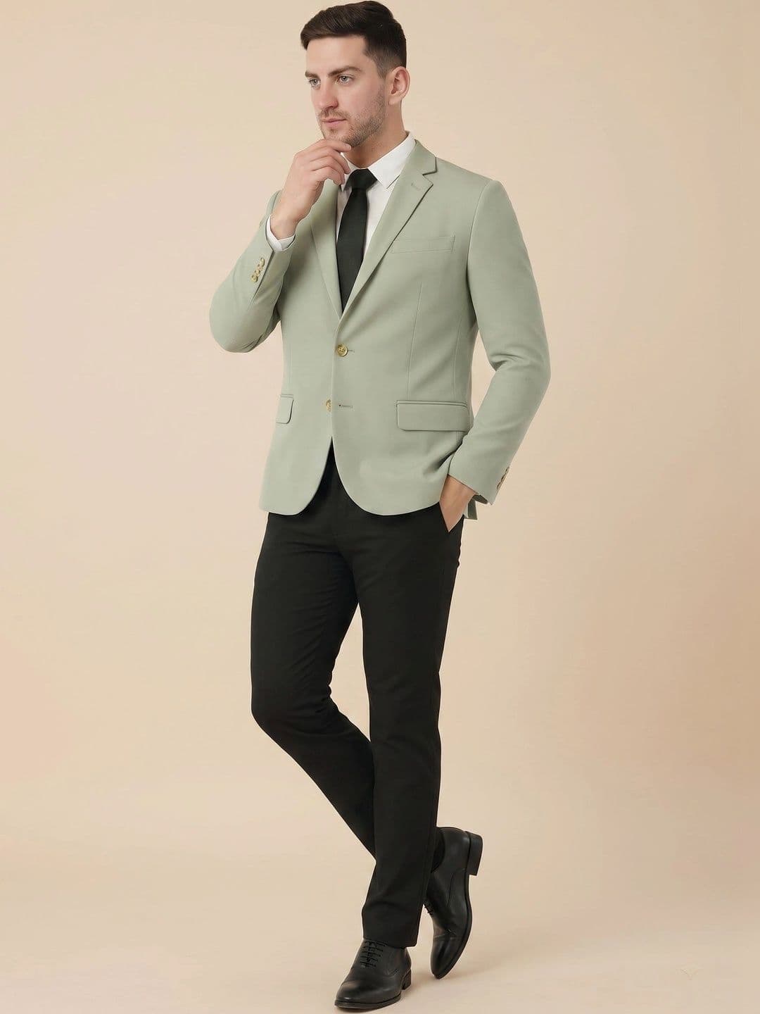 Integration Premium Notched Lapel Fully Lined Slim-Fit Formal Business Blazer thumbnail 8